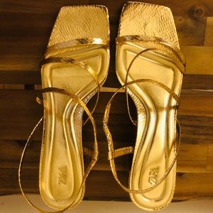 Gold Zara Sandals Size 10